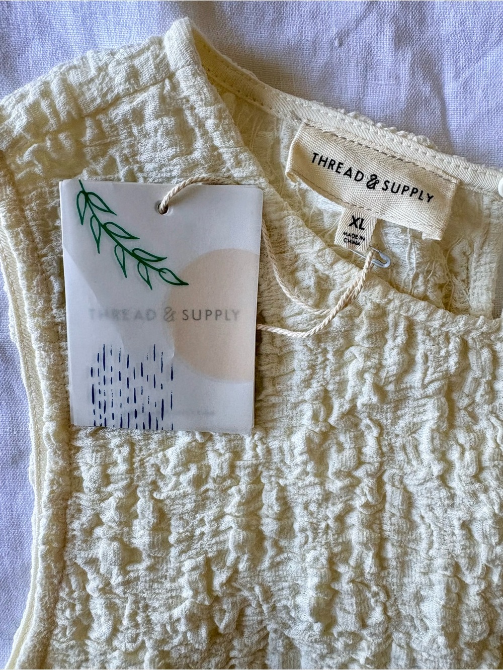 NWT Thread & Supply Cream Crinkle Textured Midi Dress XL - Picture 8 of 11